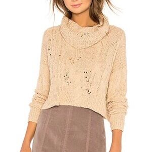 Free People Shades of Dawn Sweater Open Knit Small Slouchy Cowl Neck